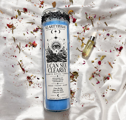 *LIMITED TIME* The “I Can See Clearly” Klarity Intention Ritual Candle & Sample Oil Set🩵
